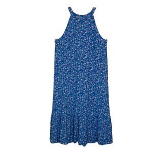 Loft halter style sleeveless blue floral‎ knee length dress size XS